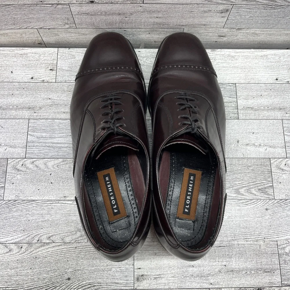 Florsheim 17067-05 Lexington Oxford Cap Toe Burgundy Leather Dress Shoes Men 10D